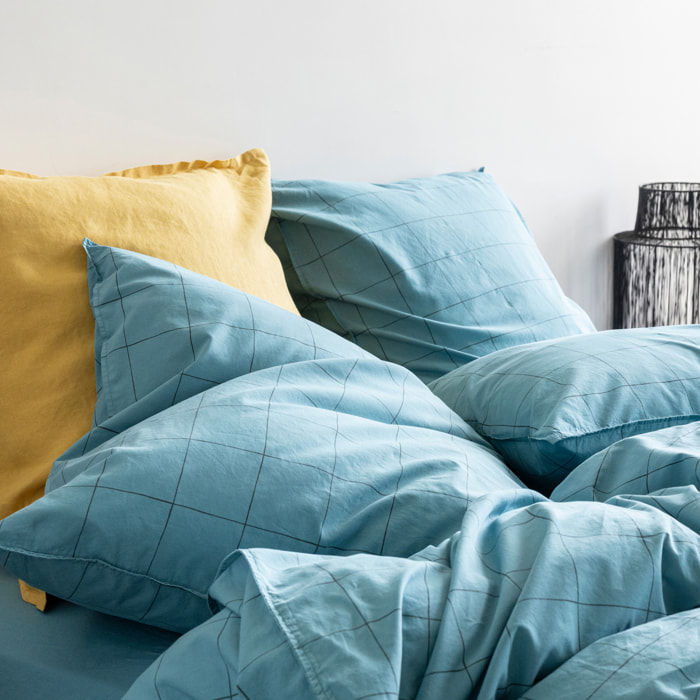 Taie d'oreiller en percale de coton lavé, IMPRESSION GRAPHIQUE