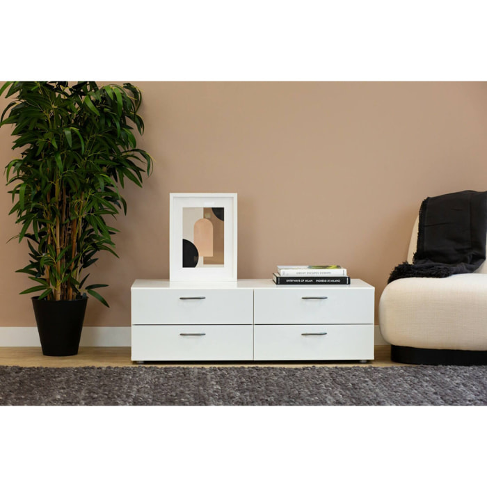 Cassettiera Gignod, Settimino multiuso, Comò camera da letto, Mobile con cassetti, 111x52 h35 cm, Bianco