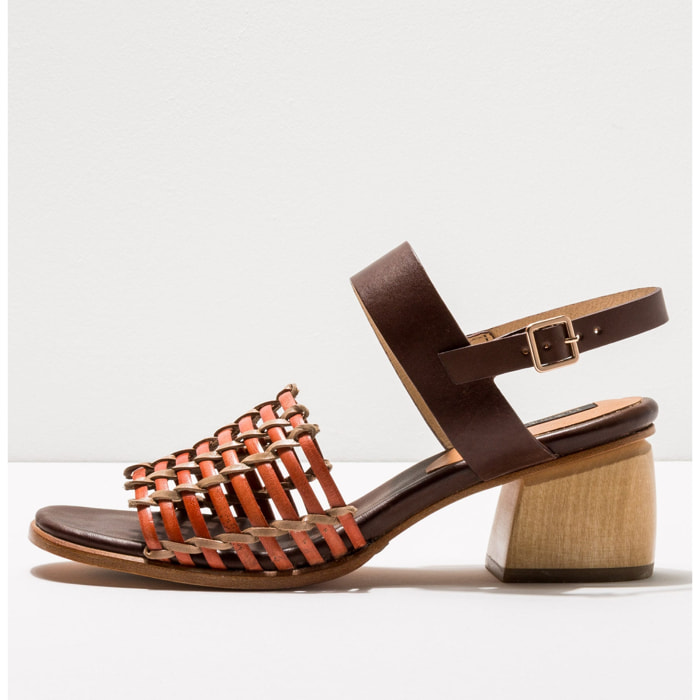 Sandalias S3145 BRAIDED BROWN-CORAL / VERDISO color Brown-coral