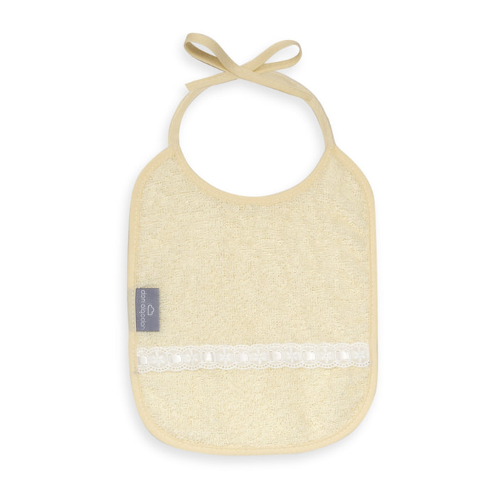 Pack 2 Baberos Don Algodon 20X25 Modelo Pasacinta Bco/Beig