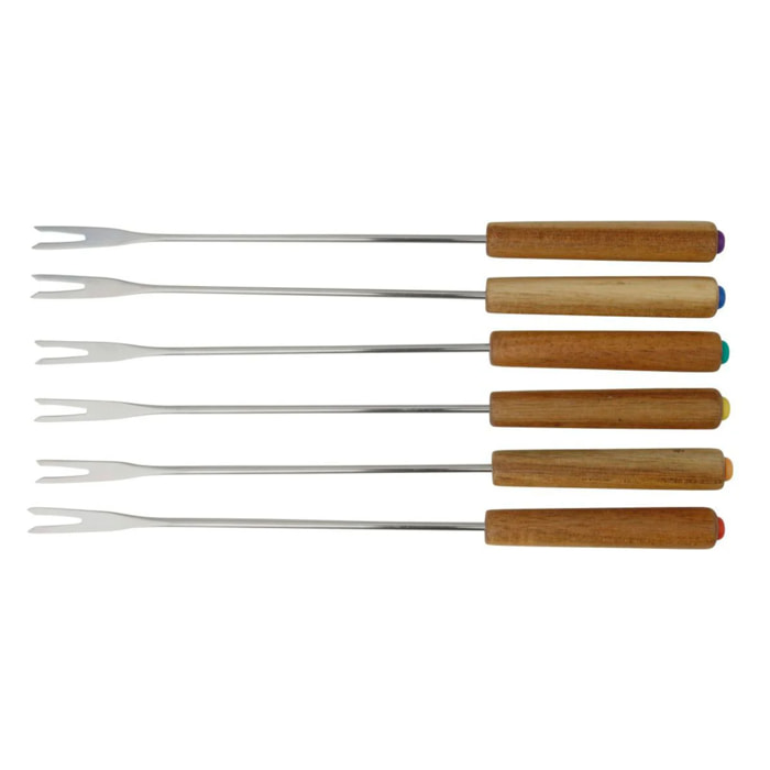 Lot de 6 fourchettes à fondue savoyarde en bois FSC Fackelmann Nature