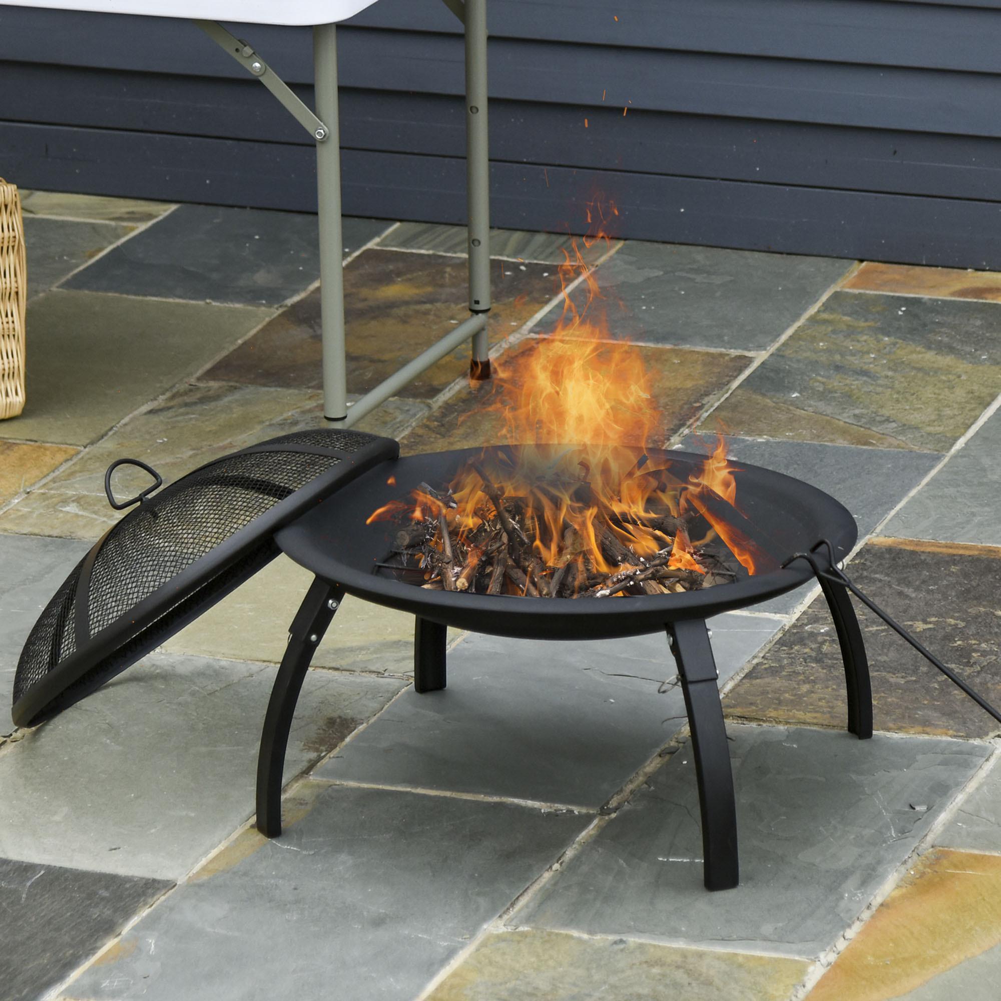 Brasero Exterior para Calefacción Barbacoa Terraza Patio Jardín Ø56 cm Negro