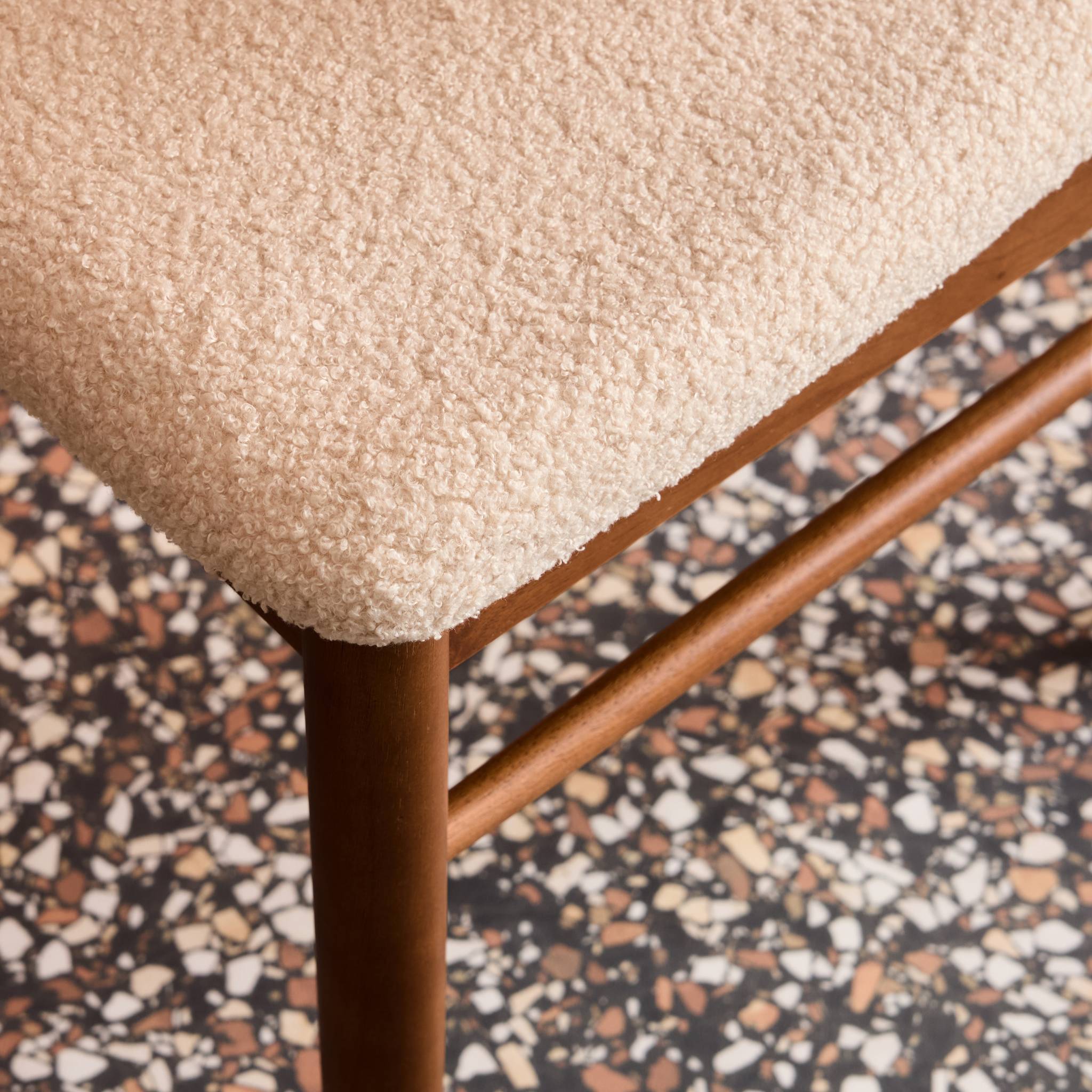 Chaise vintage bois d'hévéa cannage et bouclette (lot de 2) MANI