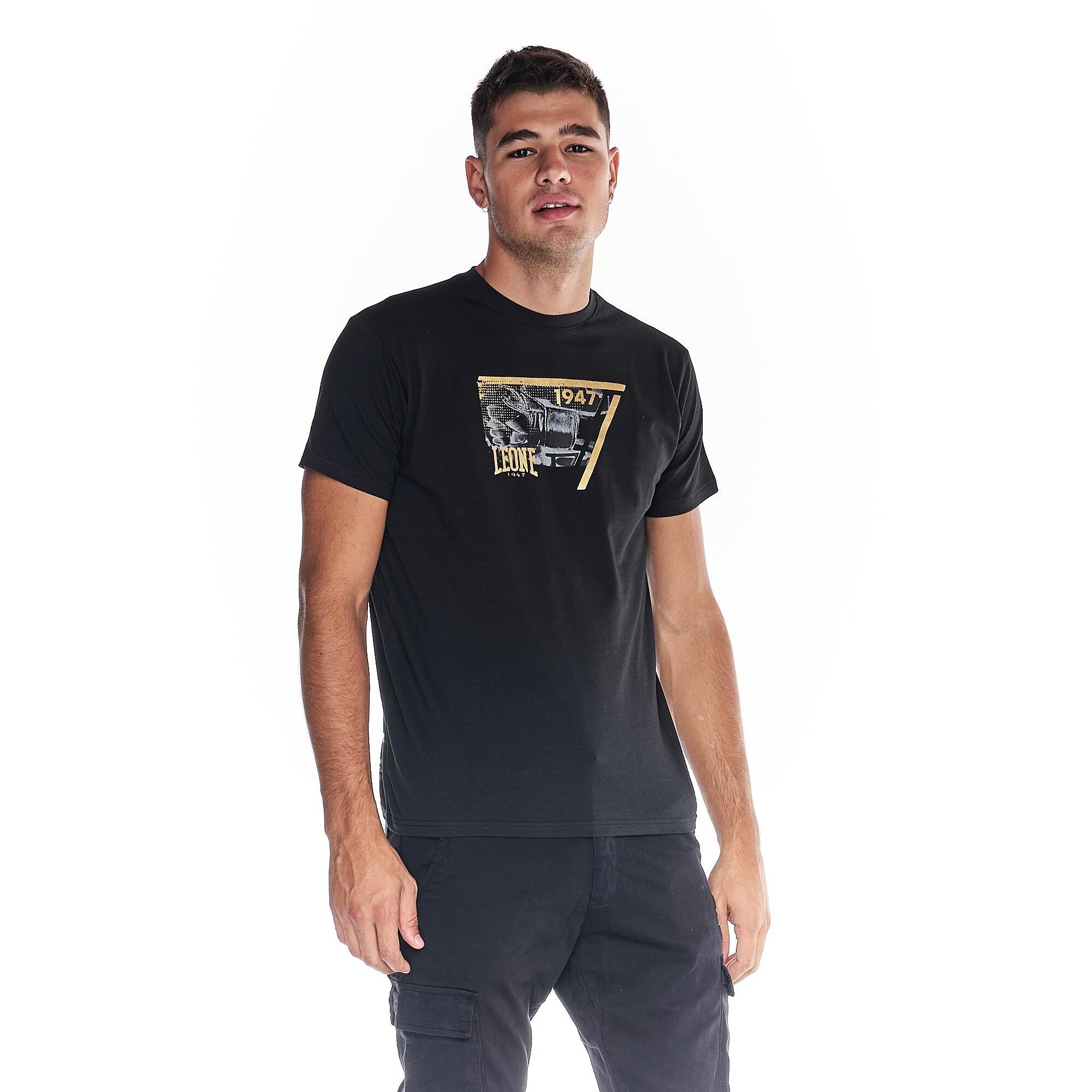 Camiseta hombre estampado boxeo b/n ORO
