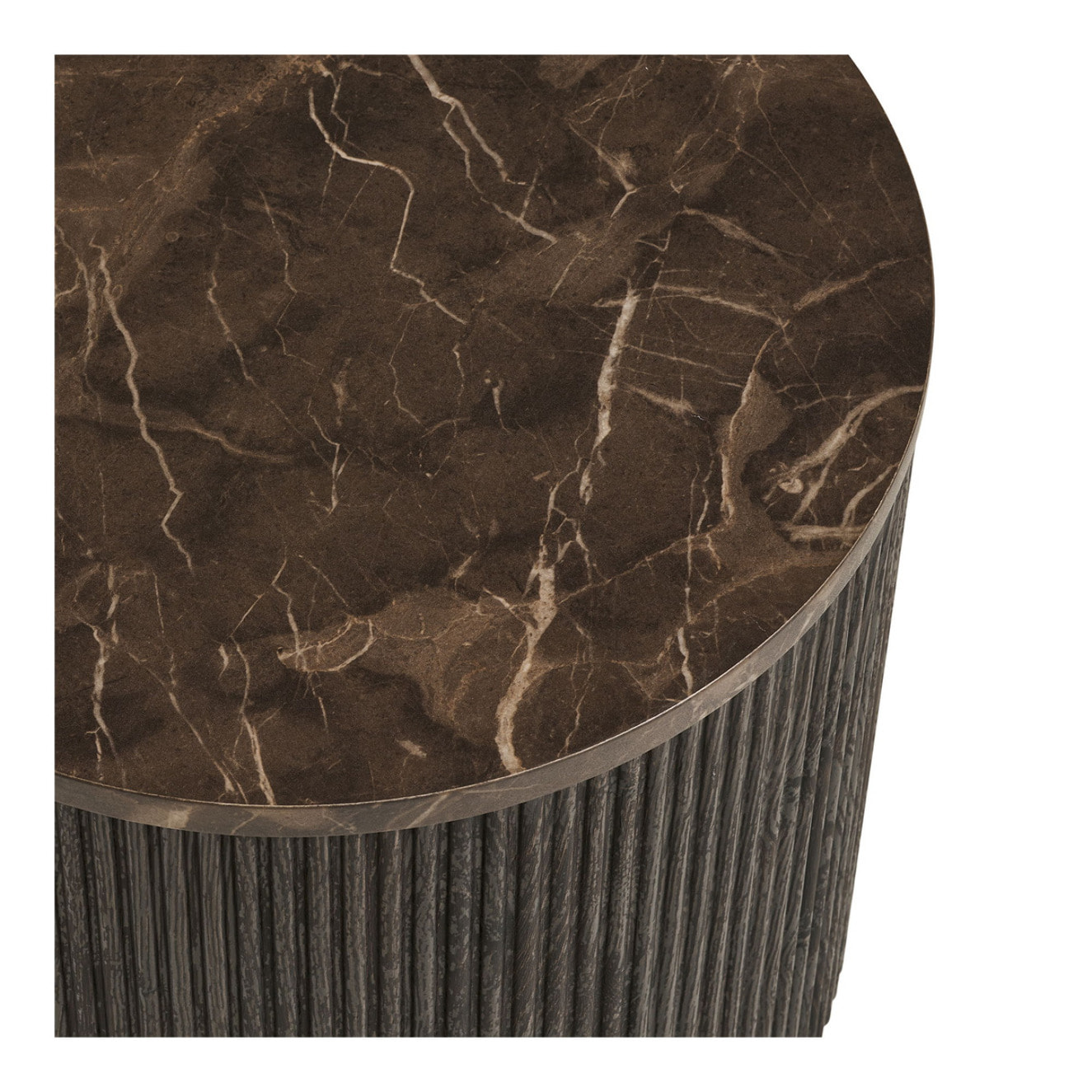 Tavolino da appoggio Rota effetto marmo marrone scuro con base a scanalature ø45 cm