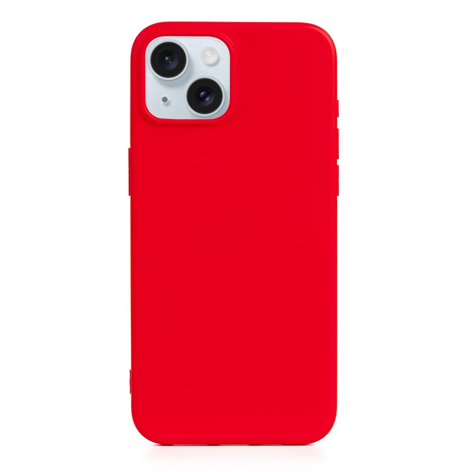 DAM Custodia in silicone Essential per iPhone 15. Interno morbido e vellutato. 7,44x1,06x15,04 centimetri. colore rosso