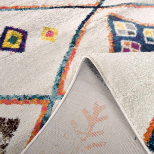 Tapis Mevo crème et multicolore motif traditionnel berbère