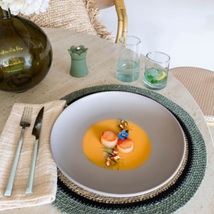 Lot de 6 assiettes plates gris en grès 27cm  ARITA