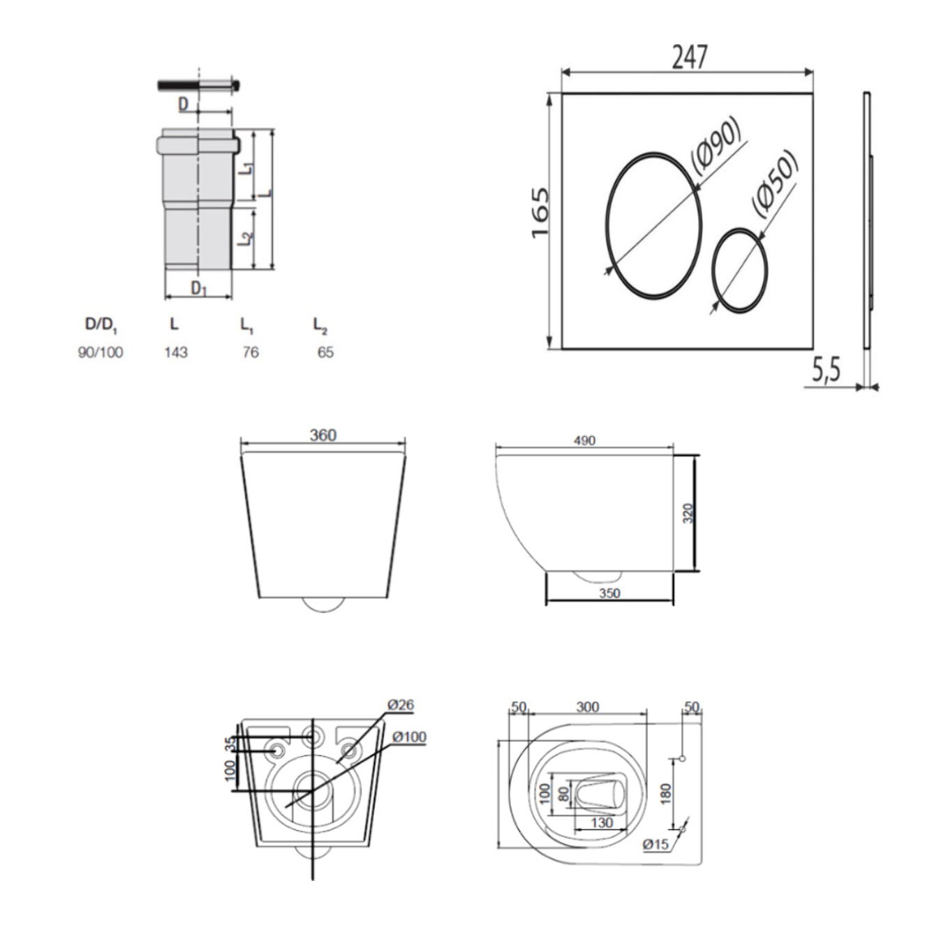 Pack WC bâti-support + WC sans bride Ceramia PixL avec abattant SoftClose + plaque noir (STCEPXWT03-FR)