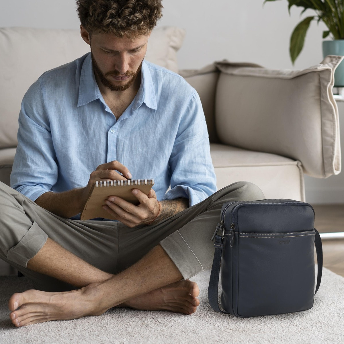Bandolera Hombre Sintetica Jaslen Gloucester Azul Marino