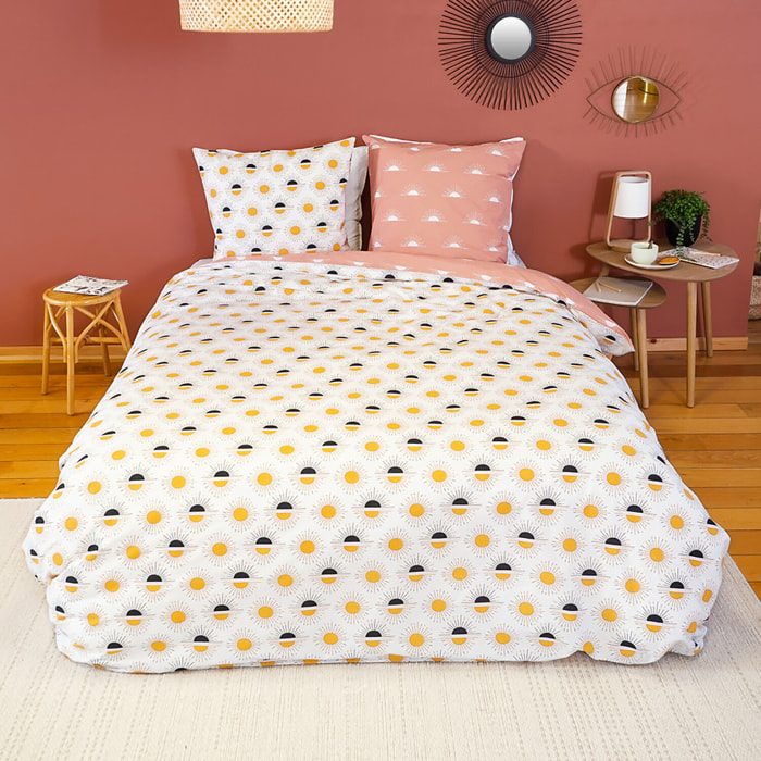 Parure housse de couette coton blanc