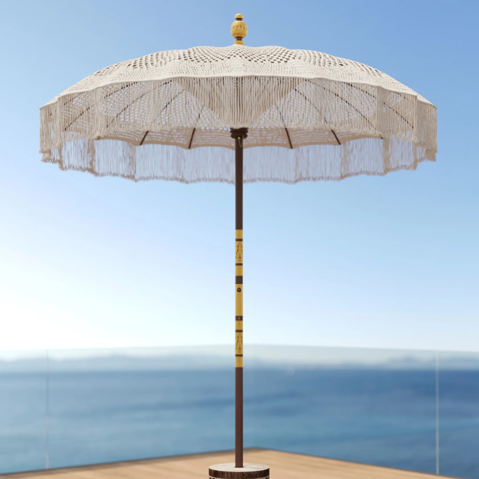 Parasol en bois de cocotier et macramé - Fakélé