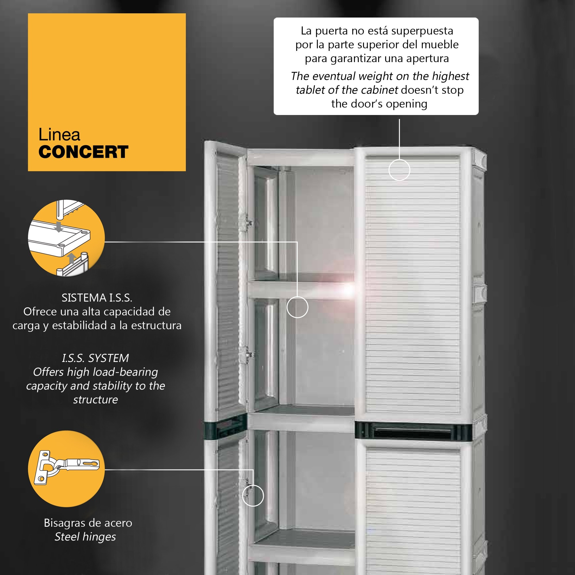 Armario de altura completa en polipropileno, con puertas de color azul l 1000 x p 390 x h 920 mm