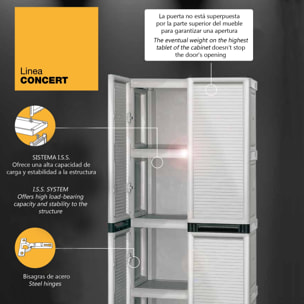 Armario de altura completa en polipropileno, con puertas de color azul l 1000 x p 390 x h 920 mm