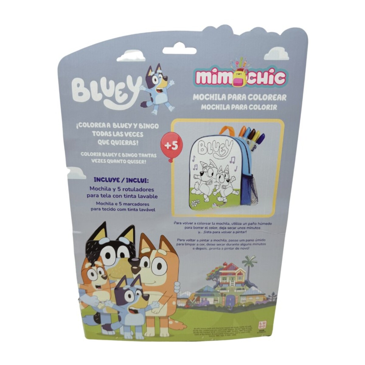 MOCHILA MIMOCHIC BLUEY PARA COLOREAR