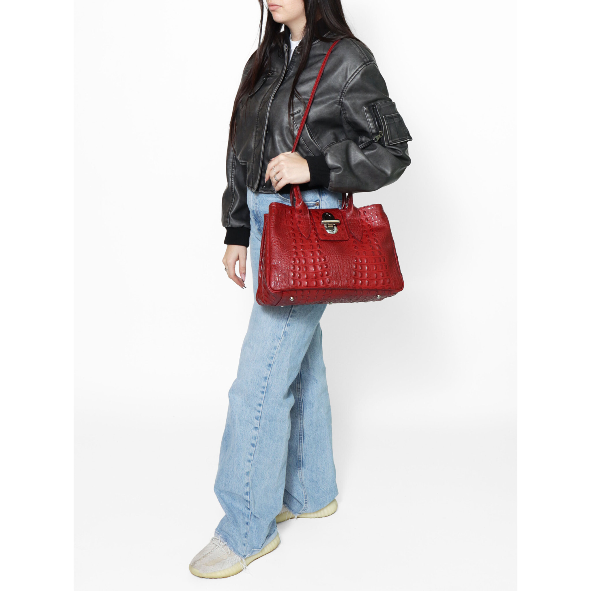 Borsa a mano da donna In Vera pelle Made in Italy 35x23x13 cm