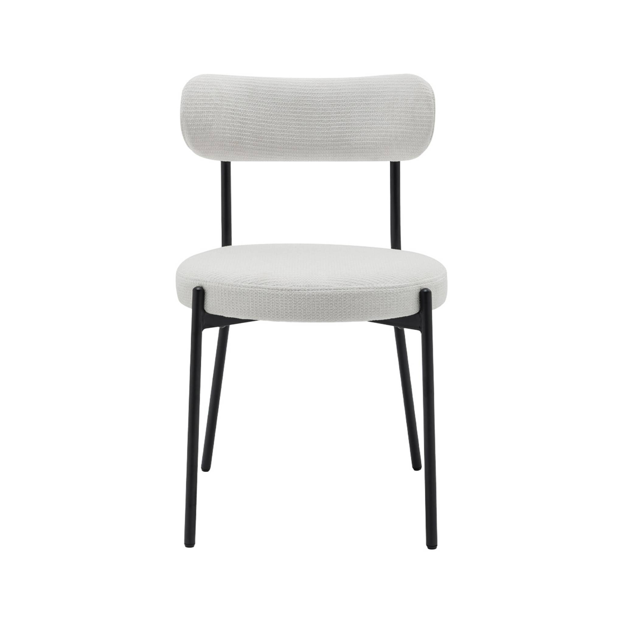Lot de deux chaises métal et tissu chenille blanc L 47 x P 49 x H 76.5cm - Livia