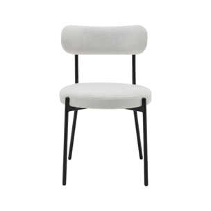 Lot de deux chaises métal et tissu chenille blanc L 47 x P 49 x H 76.5cm - Livia