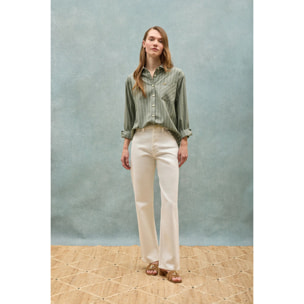 Camicia Scarlet a righe loose fit con chiusura a bottoni perlata