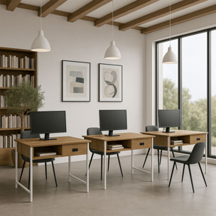 Otari - Scrivania in stile industrial oak con cassetto e vano a giorno, 110x50xH76 cm