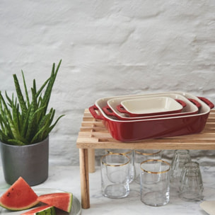Set de Plats à Gratin, Céramique, 3 pièces (20x16 cm / 27x20 cm / 34x24 cm), Cerise