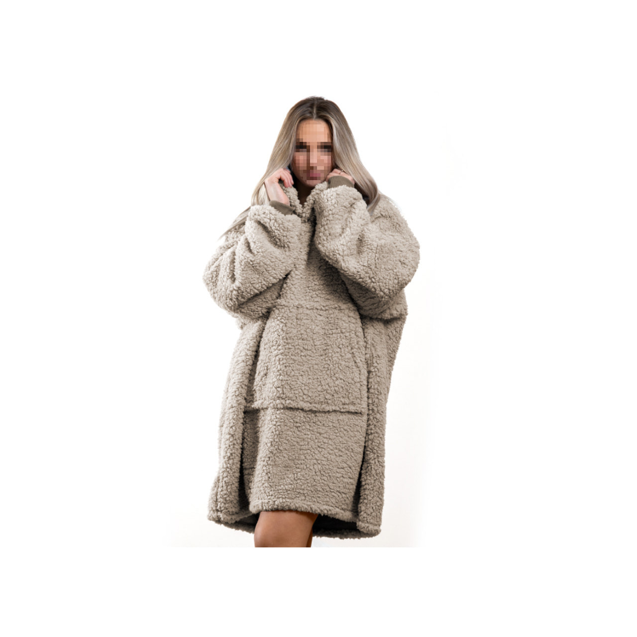 Felpa Coperta con Cappuccio Oversize Con Maniche Fantasia Fluffy