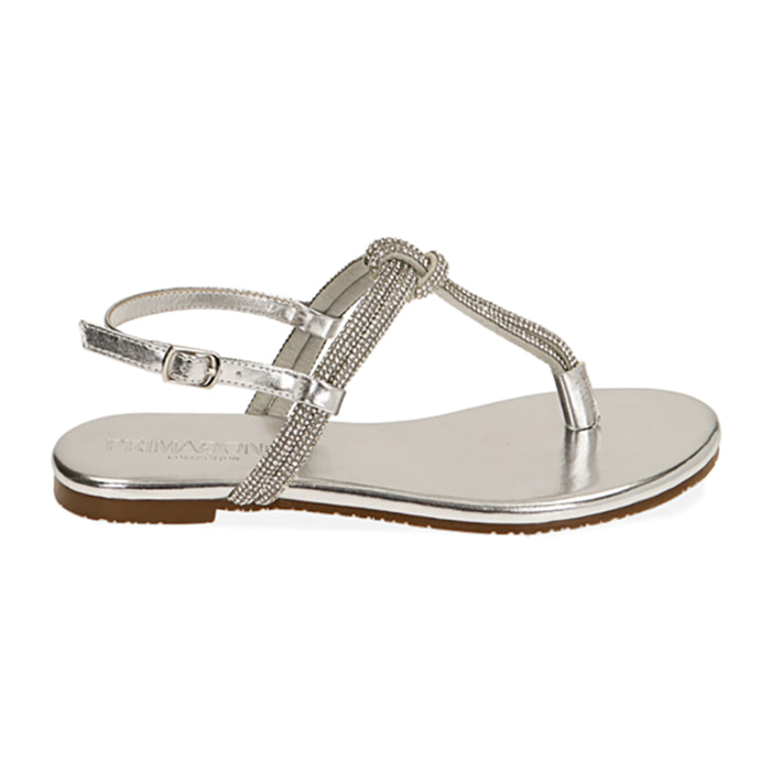 Sandalias planas plateadas