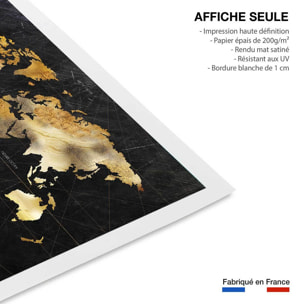 Affiche carte du monde dorée Affiche seule