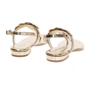 Sandalias planas oro con piedras luminosas