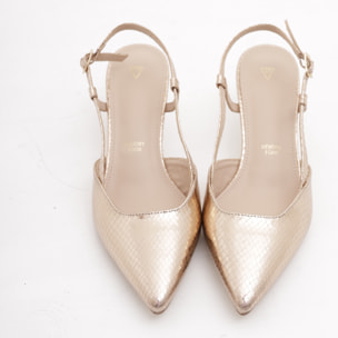SLINGBACK SNAKE CHOCOLA' PLATINO