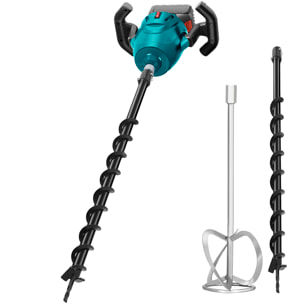 Trapano elettrico per terra da 20V con motore senza spazzole. Due batterie da 15.000 mAh, 2 punte da 40/60 mm e miscelatore incluso.