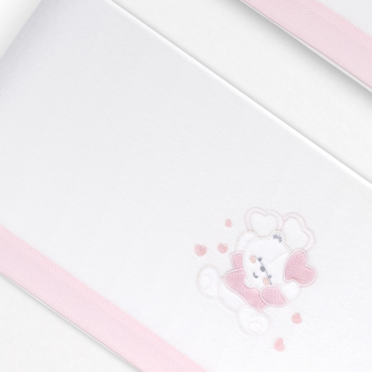 Triptico Coche Coralina D. Algodon Oso Corazones Bco/Rosa