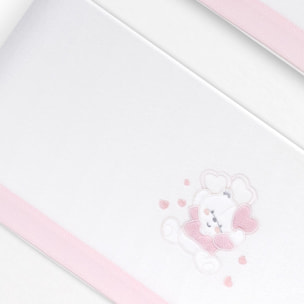 Triptico Coche Coralina D. Algodon Oso Corazones Bco/Rosa