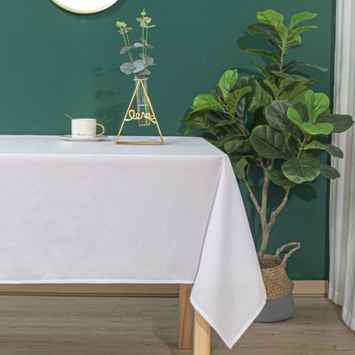 Nappe rectangulaire enduite et anti tache - Blanc