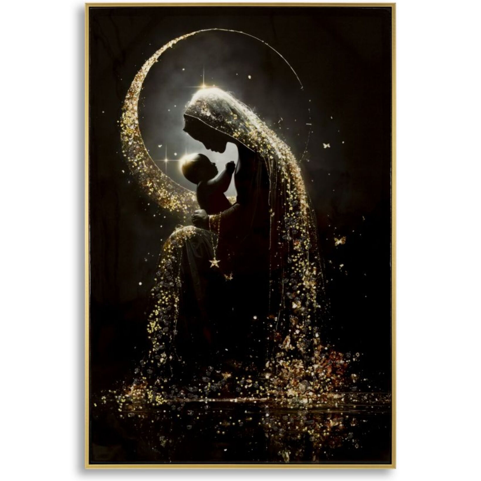 STAMPA DECORATA SU TELA LACCATA C/CORNICE MATERNITY -A- CM 60X3,5
X90