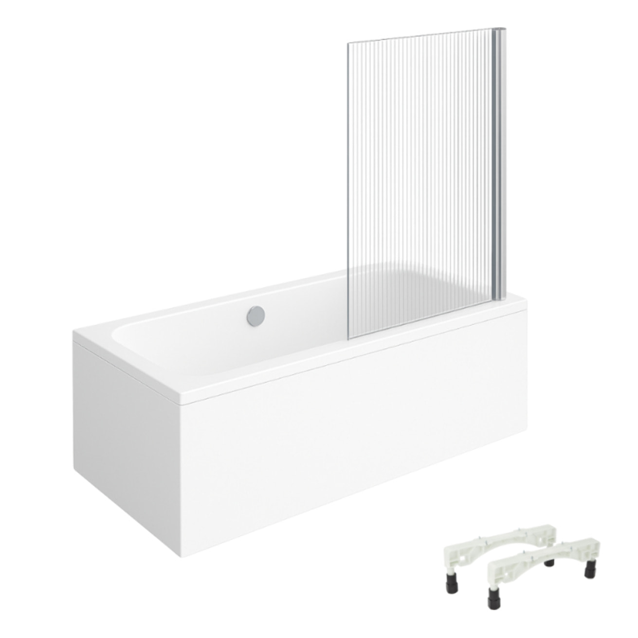 Baignoire droite VILLEROY & BOCH Architectura avec pieds acrylique 190 x 90 cm  + Pare bain droite AURYS Raywall chromé