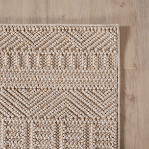 HELIX - Tapis moderne effet laine bouclé à motif berbère en relief beige