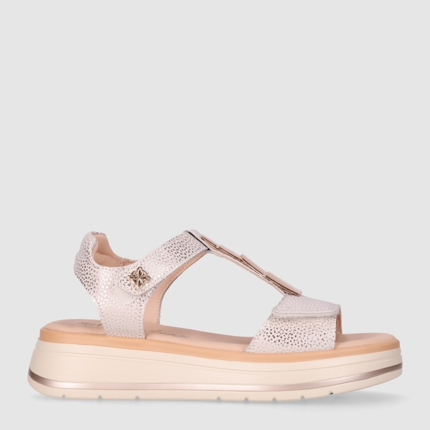 Sandalias de Piel - Platino - Tacón: 5 cm