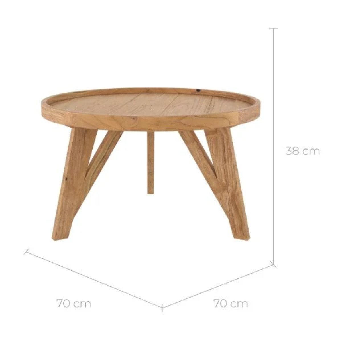 Table basse ronde en bois de teck recyclé D70 cm - Oly