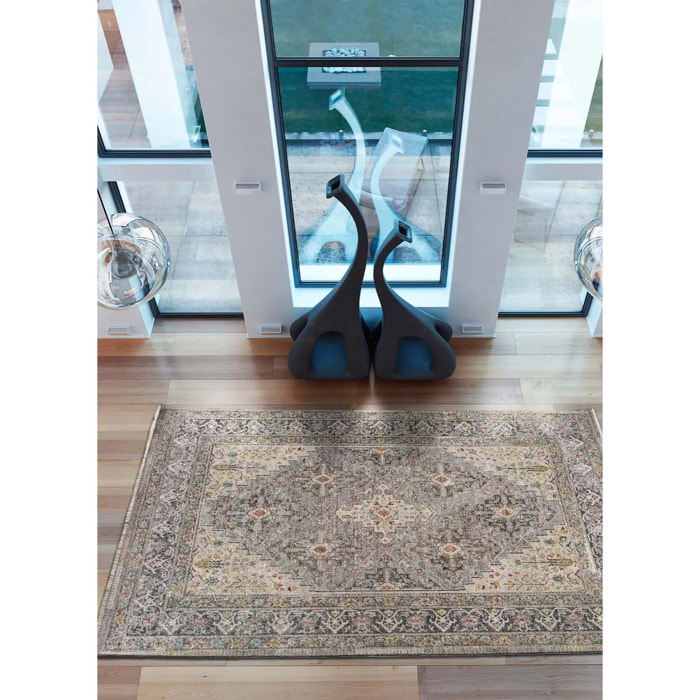 SAROUGH Alfombra vintage de pelo corto gris, varias medidas disponibles.