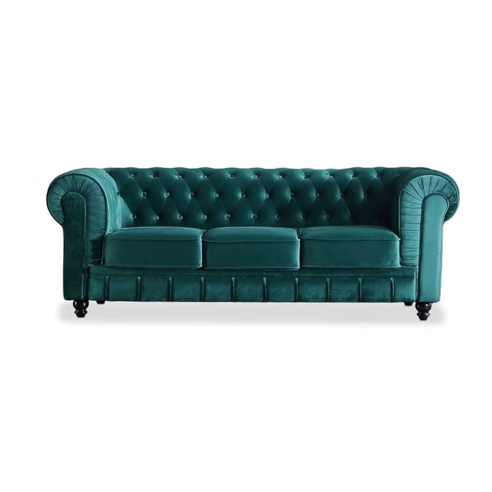 Sofá Chester 3 plazas tejido Velvet verde
