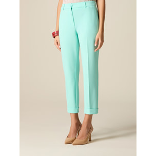 Oltre - Pantaloni cropped in tessuto crêpe - Verde acqua