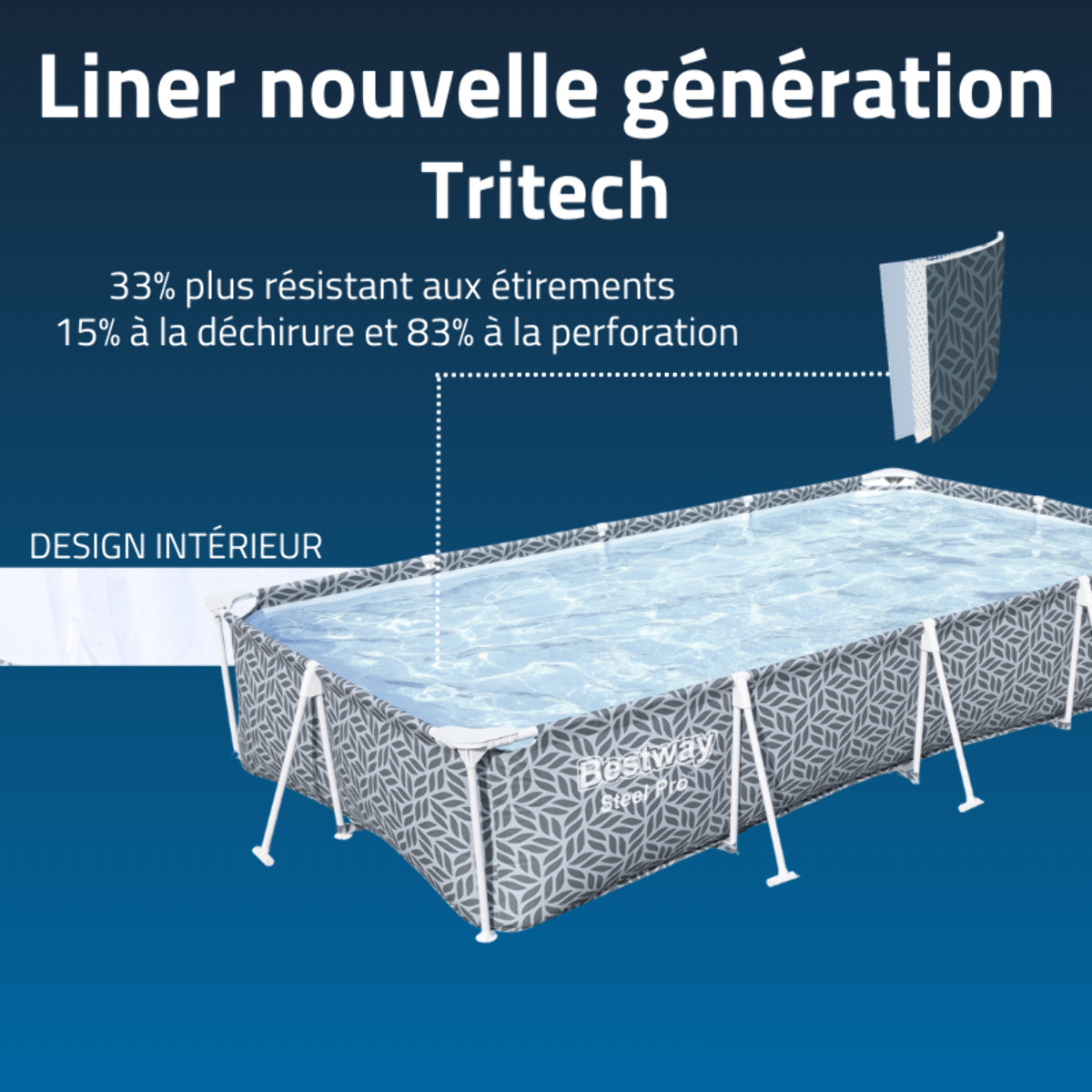 Bestway Piscine hors sol - Rectangulaire - Steel Pro - Décor graphique - 366 x 201 x 66 cm