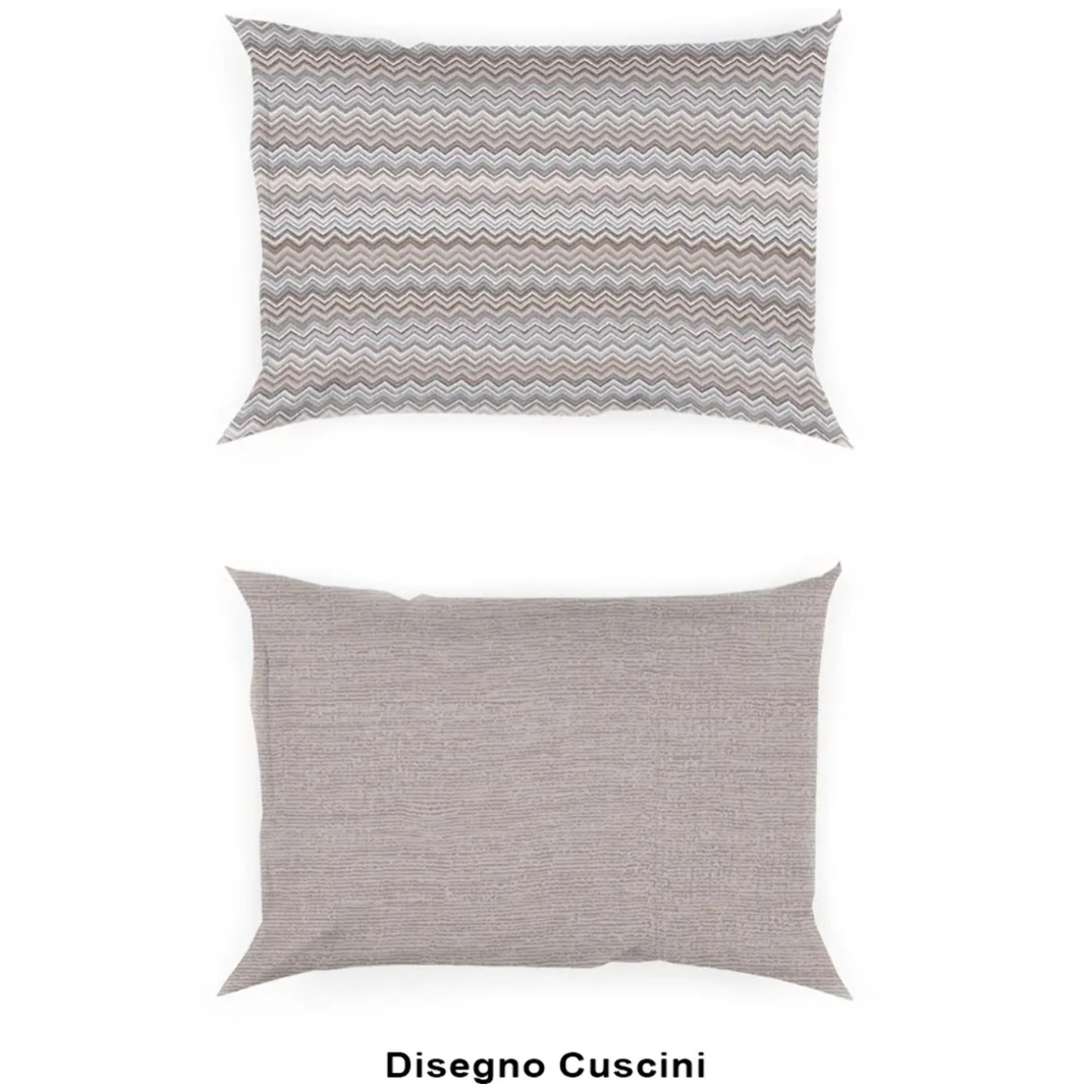Coppia Federe per cuscini letto BAIA BEIGE 100% Cotone e Made in Italy Zig Zag Moderno