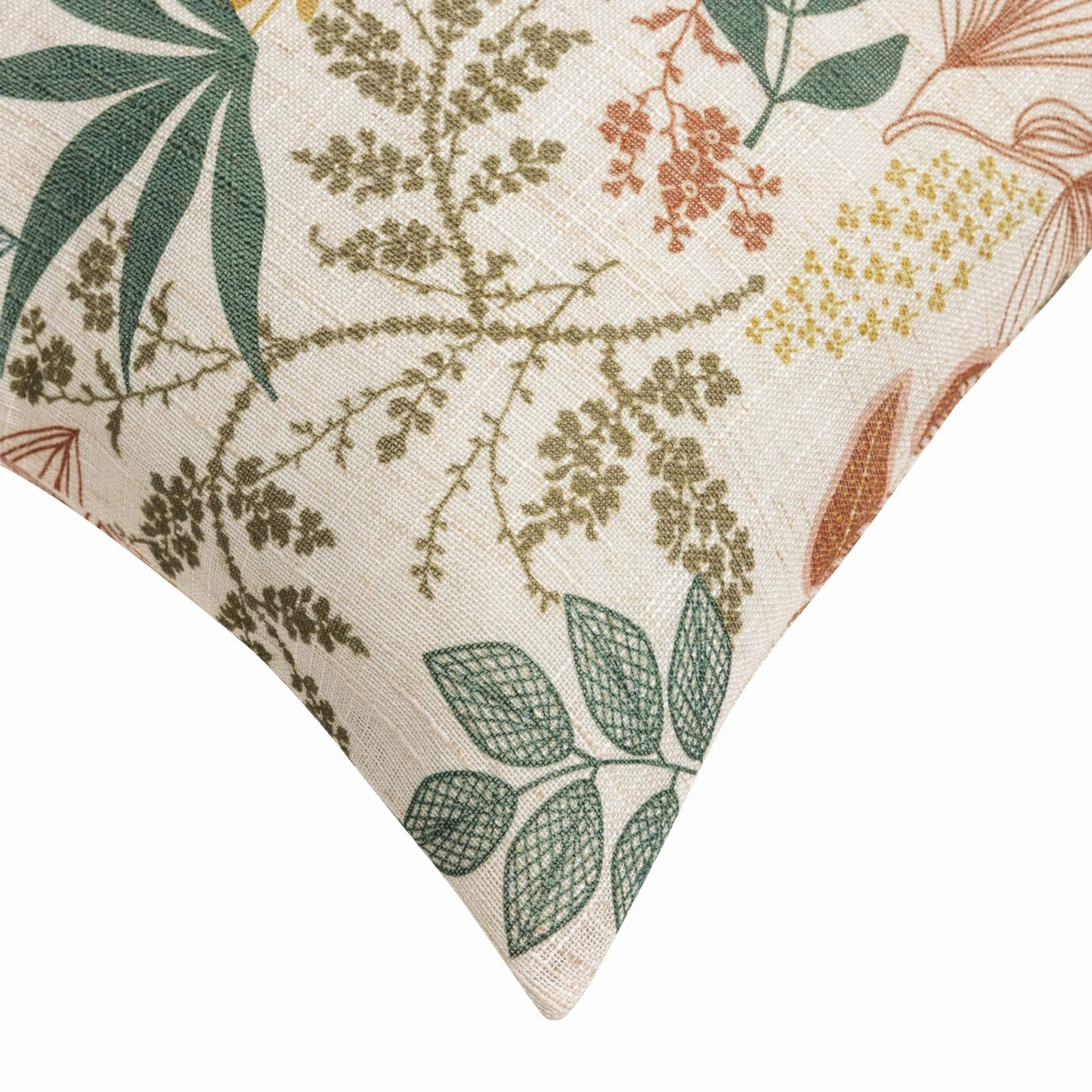 Coussin polylin imprimé feuillages - Orange