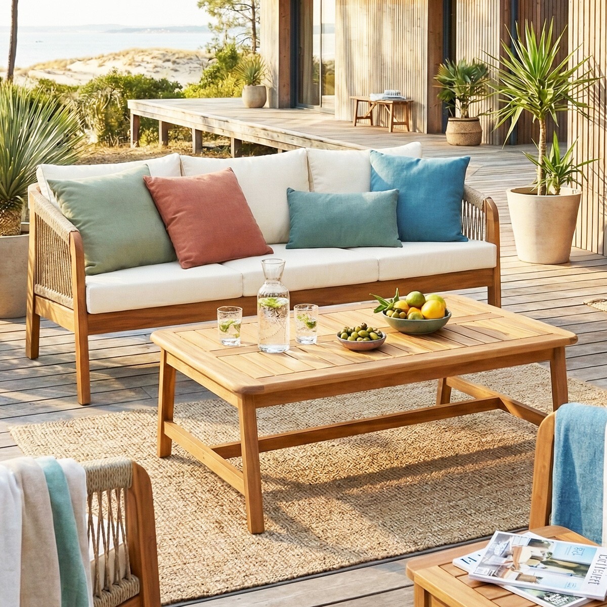 Table basse de jardin rectangulaire en bois FSC - SYMI