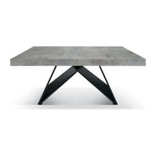 Tavolo VULCANO in legno, finitura grigio cemento con base in MDF antracite, allungabile 180×90 cm – 260×90 cm