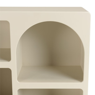HELENA - Buffet 6 niches 120x30cm en bois peint couleur beige