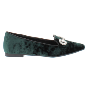 Marina Galanti Scarpe Donna Diamonds Horsebit Embellished Velvet Ballet Flat MG W24A037 Dk Green