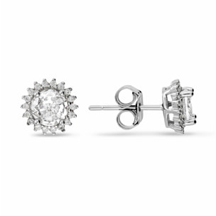 Orecchini Bottone Fiore con Cubic Zirconia Bianche